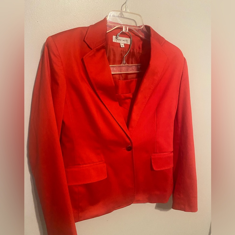 Nine West Red Skirt And Blazer Suit